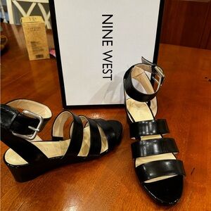 Nine West sandals. Black leather. Brand new. Never worn!